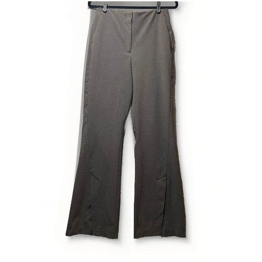 House Of Harlow 1960 Dress Pants 8 Wide Leg Trousers Brown Micro Check Slacks
